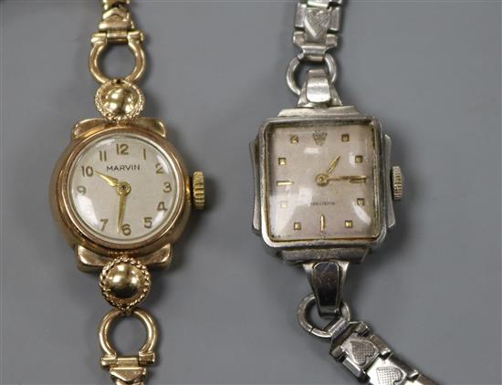 A Rolex ladys stainless steel wristwatch and a 9ct gold ladys wristwatch